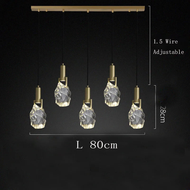 Nordic Pendant Light Gold Luxury Italian Design Crystal Dining Room Kitchen Suspension Indoor