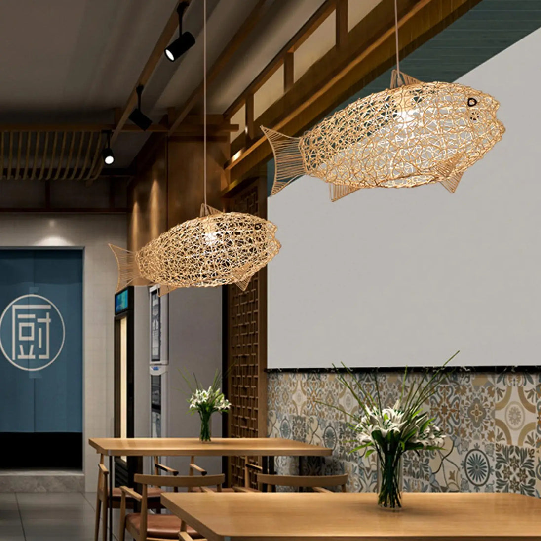 Hand - Woven Rattan Fish - Shaped Pendant Light - Artful Decorative Lighting For Home And