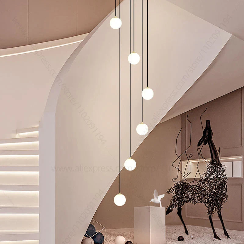 Elegant Led Staircase Chandelier - Illuminate Your Duplex Apartment With Modern Luxury Pendant