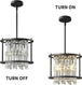 Industrial Farmhouse Chandelier - Black Metal And Crystal Pendant Ceiling Light Fixture Lights