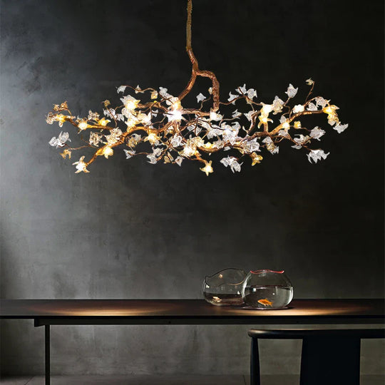 Charming Vintage Copper Flower Chandelier - Tree Branch Led Lighting For Dining Rooms Kitchen