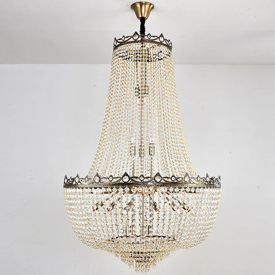 Elegant Crystal Chandelier For Duplex Buildings - A Modern Luxury Fixture Living Rooms Dining