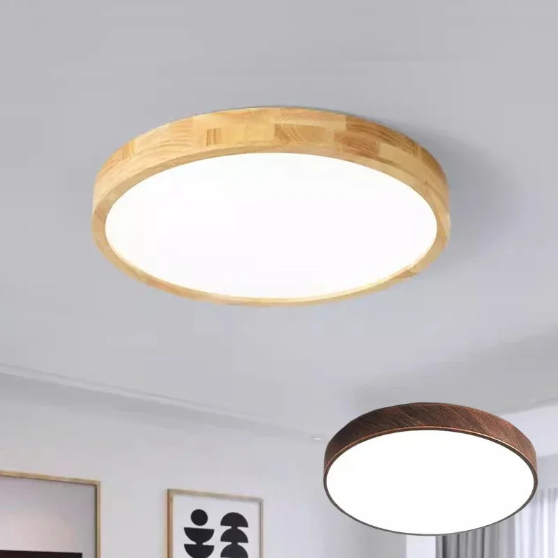 Led Ultra - Thin Ceiling Lamp - Nordic Wooden Decorative Perfect For Bedroom Living Rooms Balcony