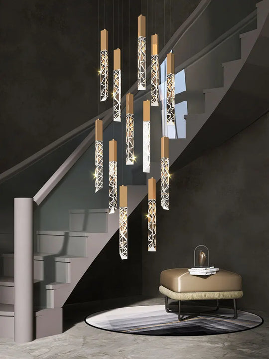 Led Modern Staircase Chandelier - Creative Lighting For Duplex Loft And Villas Pendant Lights