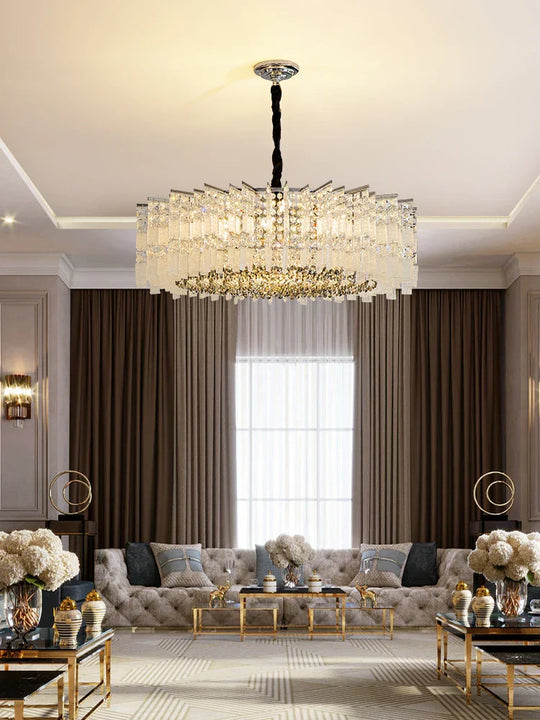 Elegant Led Crystal Chandelier For Luxurious Living Rooms - Chrome/Gold Round Design Perfect Indoor