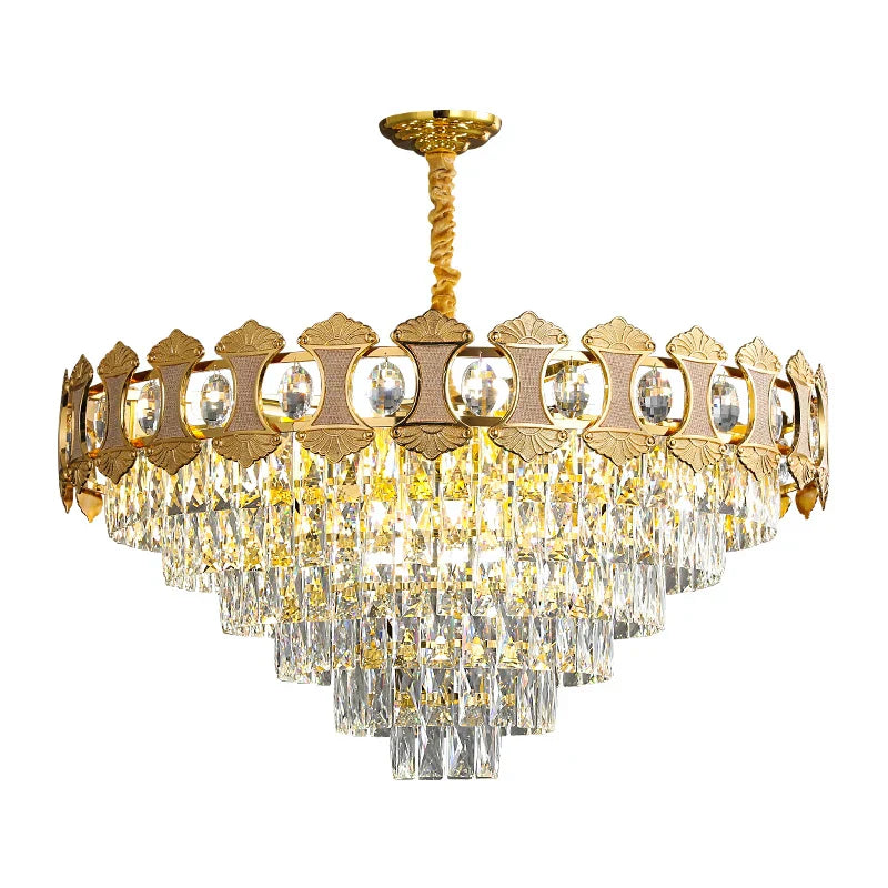 Elegant Golden Crystal Chandelier - Perfect For Master Bedrooms Living Rooms And Dining Creating An