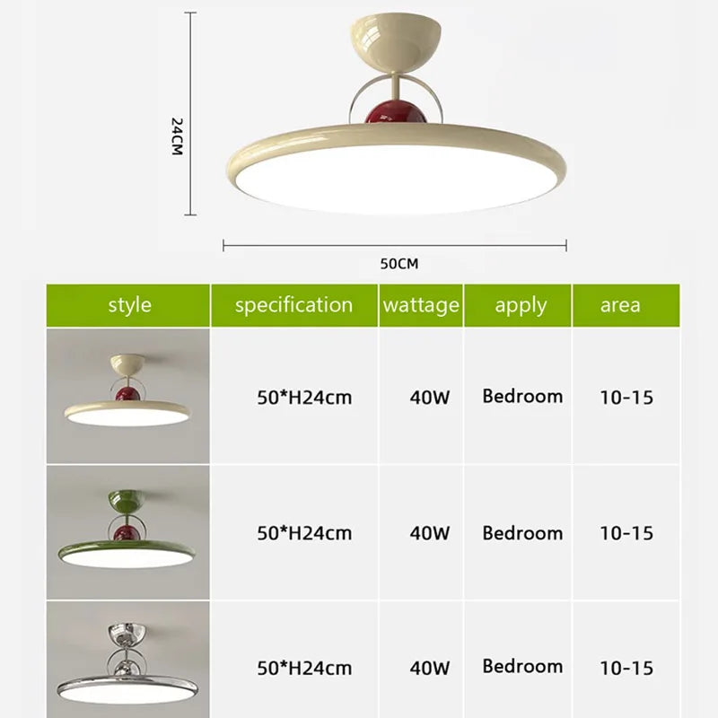 Nordic Led Ceiling Light - Cream Iron Flying Saucer Lamp For Living Room Bedroom Study And Hallway