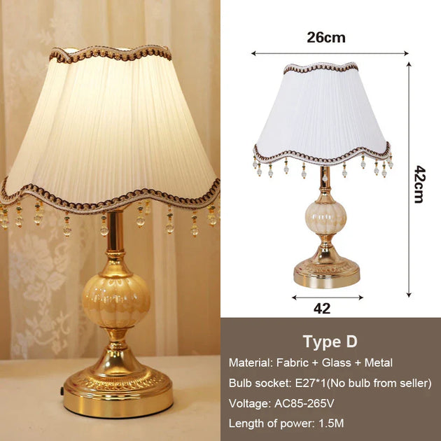 Modern European Vintage Fabric Table Lamp - Stylish Lighting For Bedroom Living Room And More