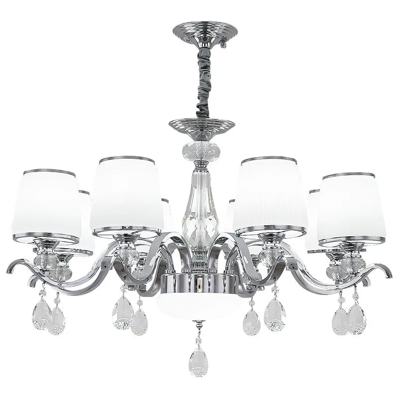 Elegant European Chrome Crystal Chandelier - A Postmodern Simple Fixture For Living Rooms Dining