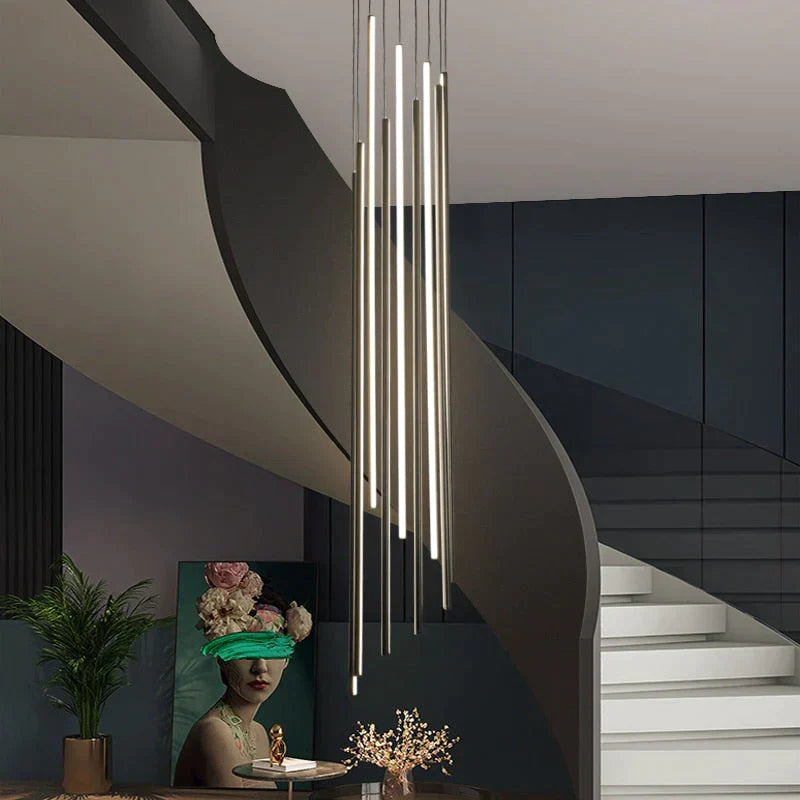 Harper’s Black Stair Long Led Chandelier - A Modern Masterpiece For Elegance And Sophistication