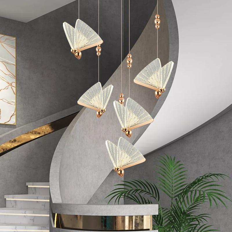 Entrancing Elegance: The Evelyn Butterfly Stair Chandelier 1 Head Pendant Lighting