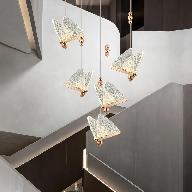 Entrancing Elegance: The Evelyn Butterfly Stair Chandelier Pendant Lighting