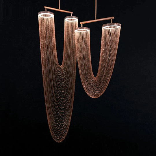 Leah: Timeless Elegance Meets Modern Technology Gold / W51H117Cm Warm Light Pendant