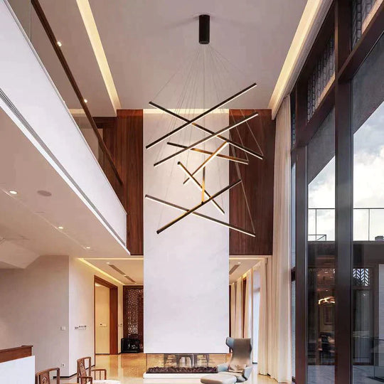 Elevate Your Space With The Modern Black Stair Chandelier Pendant