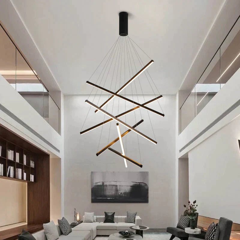 Elevate Your Space With The Modern Black Stair Chandelier Pendant